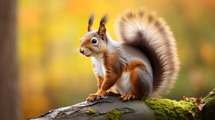Squirrel Looking Out While Perched On A Tree In Nature.  Generated with AI.