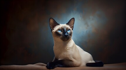 Fototapeta na wymiar Siamese Cat Generated with AI.