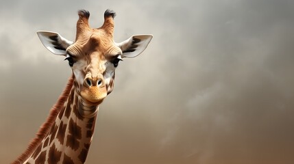 Obraz premium Giraffe Walking In The African Desert Safari. Generated with AI.