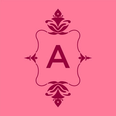 letter A classic beauty vintage initial vector logo frame design