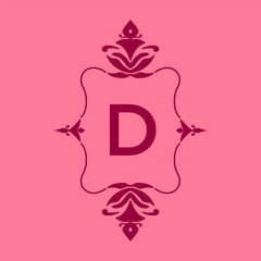 letter D classic beauty vintage initial vector logo frame design