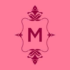 letter M classic beauty vintage initial vector logo frame design