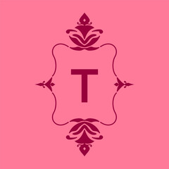 letter T classic beauty vintage initial vector logo frame design