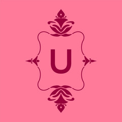 letter U classic beauty vintage initial vector logo frame design