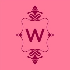letter W classic beauty vintage initial vector logo frame design