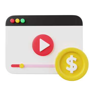 Video Content Monetization 3D Illustration