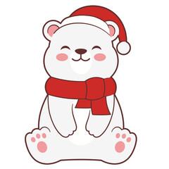 Happy Winter Polar Bear Illustration