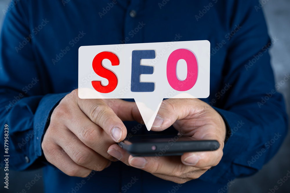 Poster seo search engine optimization, concept for promoting ranking traffic on website, optimizing your we