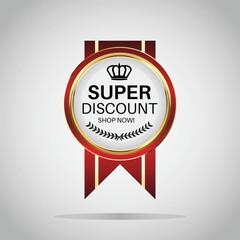 Luxury golden red sale badges and labels. Retro vintage sale circle badge design