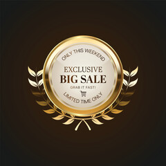 Luxury golden sale badges and labels. Retro vintage sale circle badge design