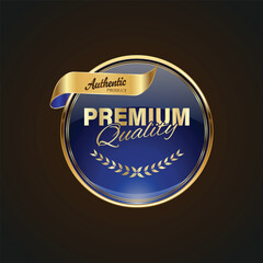 Luxury golden blue badges and labels. Retro vintage circle badge design