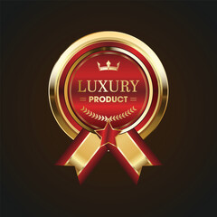 Luxury golden red badges and labels. Retro vintage circle badge design