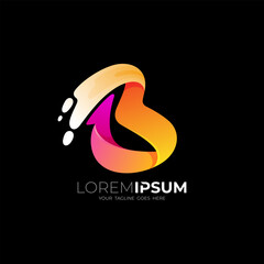 letter B logo with a modern and colorful appearance, swoosh , 3d colorful