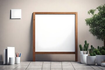 Whiteboard and greeting card mockup; outside. Template for greetings using a clipping path. rendering in 3D