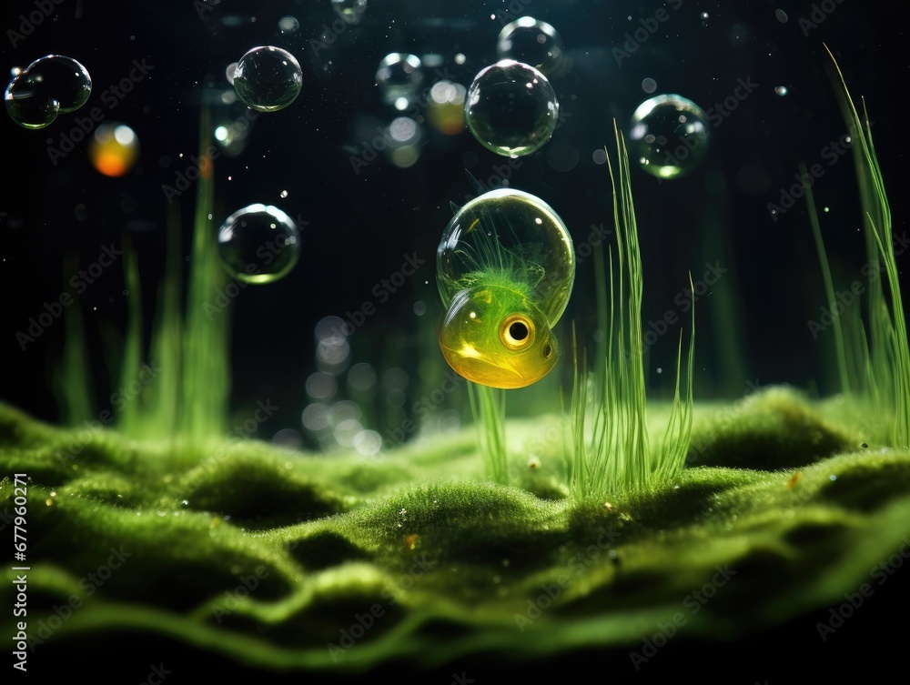 Poster a fish that is floating in some water. generative ai.