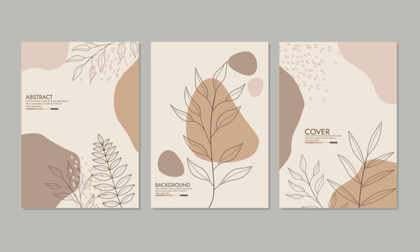 Set of abstract hand drawn templates, universal cover template for social media posts, book, catalog, stories, mobile apps, banners design, web or internet ads