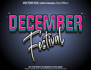 December festival 3d text effect and editable text effect
