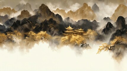 Creative Gold Foil Chinese Painting