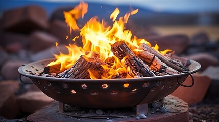 Flaming Ambiance: Cozy Fire Pit Delight AI Generative