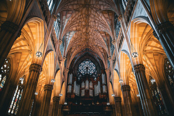 The Majestic Interior of St. Patrick's Cathedral - Manhattan, New York City - obrazy, fototapety, plakaty