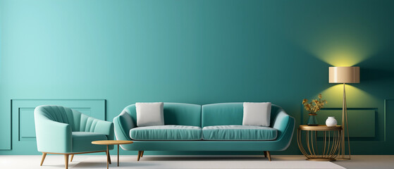 Green tone Luxury living room wall mockup