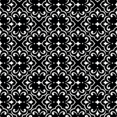 Flower geometric pattern. Seamless vector background. Black and white ornament