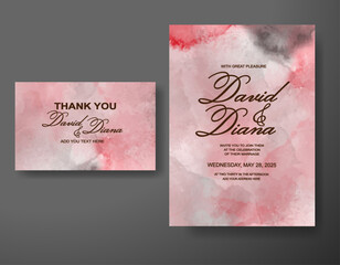 Wedding invitation with abstract watercolor background
