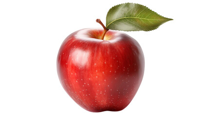 Ripe apple with leaf isolated from transparent background, PNG Transparency