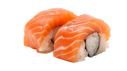 Salmon sushi nigiri isolated. PNG transparency, 