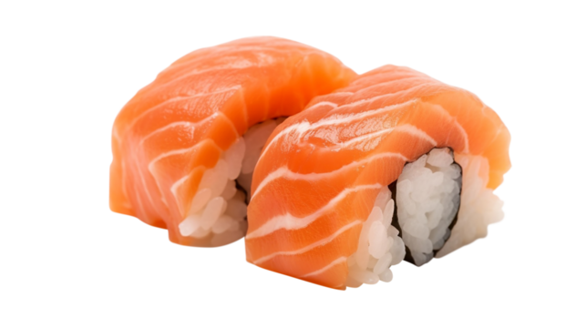 Salmon sushi nigiri isolated. PNG transparency,