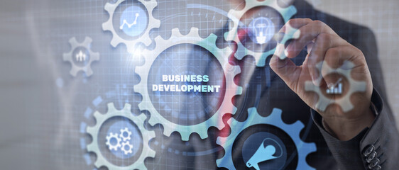 Fototapeta na wymiar Business Development Change Improvement Vision on Virtual Screen