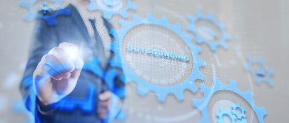 Inscription: Outsourcing. Global Recruitment Business, Technology, Internet and network concept