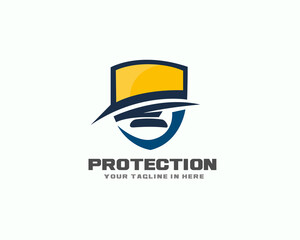 Obraz premium web network shield secure protection solution logo design template illustration inspiration