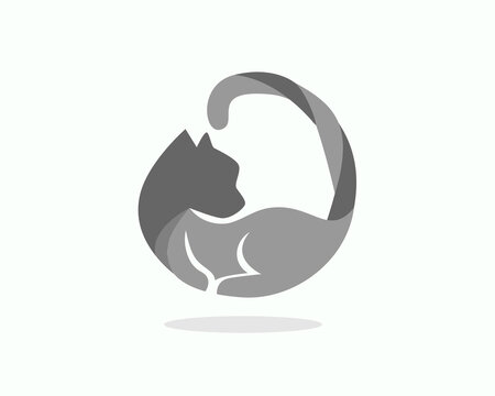 abstract silhouette circle cat logo design template illustration inspiration