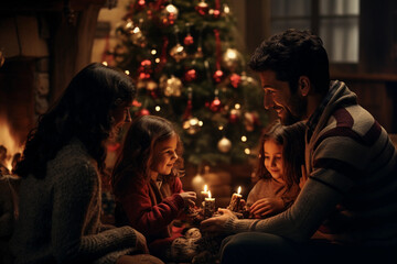 Obraz na płótnie Canvas Family Christmas Tree Decorating: A Warm Tradition