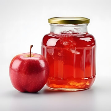 The delicious apples were jammed and stored in transparent jars. This is delicious homemade apple jam. Generative AI
