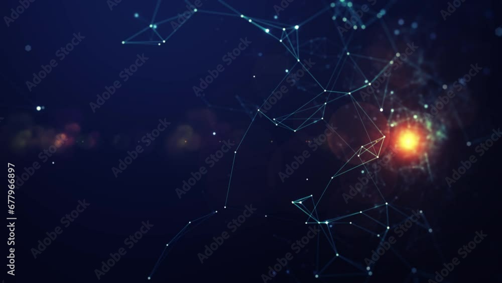 Poster abstract connected dots and lines. concept of ai technology, motion of digital data flow. communicat