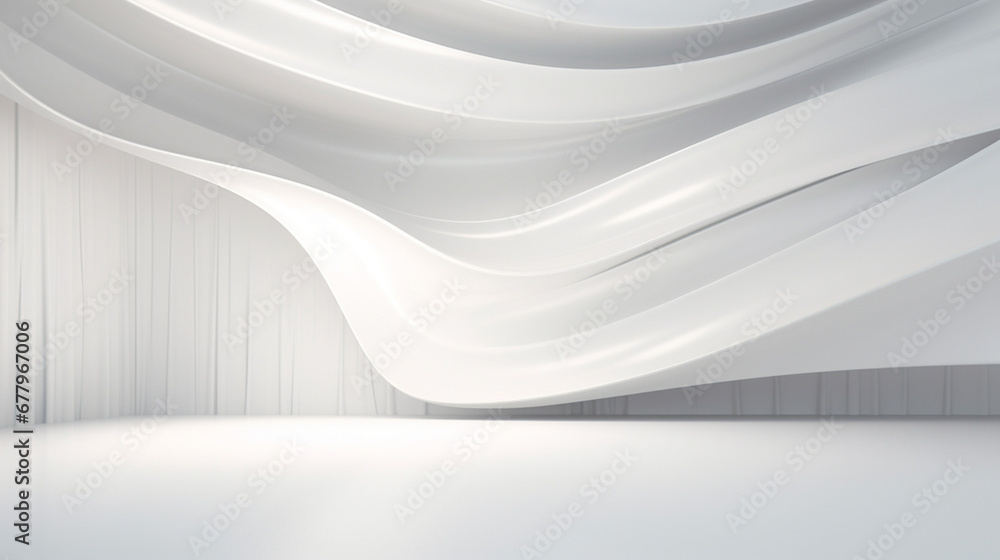Poster white stage isolated on empty space background abstract in luxury studio room. generative ai.