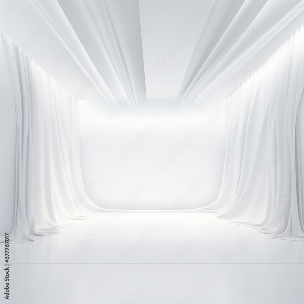 Poster white stage isolated on empty space background abstract in luxury studio room generative ai.