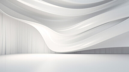 White stage isolated on empty space background abstract in luxury studio room. Generative Ai.