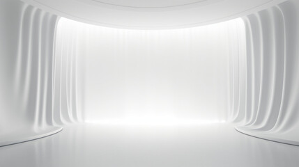 White stage isolated on empty space background abstract in luxury studio room. Generative Ai.