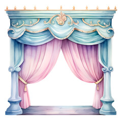 Watercolor theater curtain, pastel colors, suitable for invitations and creative projects