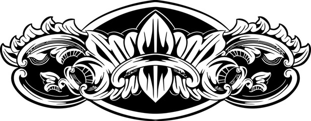 damask element, isolated damask central illustration