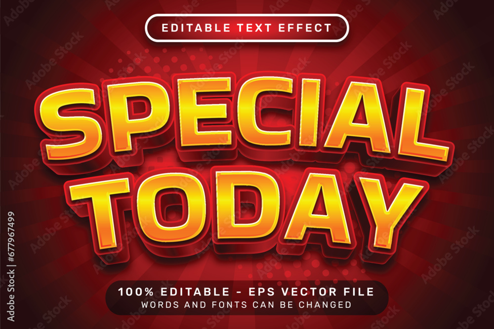 Poster special today 3d text effect and editable text effect