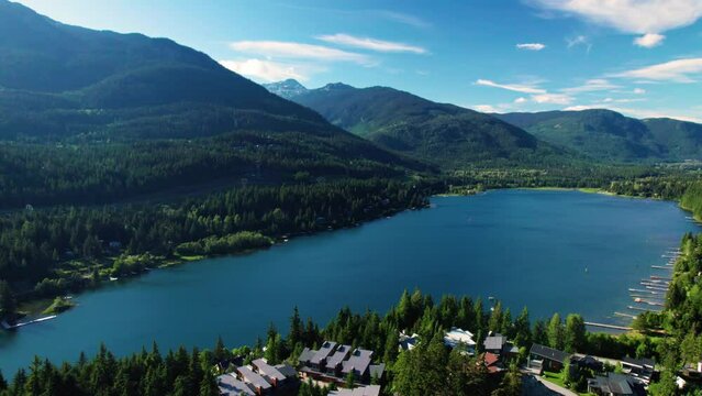 Stunning Mountain Lake in Whistler BC Summer Season Aerial