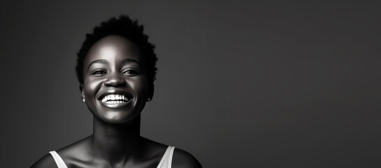African black woman happy smiling - obrazy, fototapety, plakaty