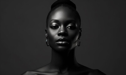 black and white portrait of African black woman