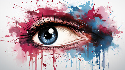 eye and a whirlwind of multicolored colors concept a new idea a look at creativity and innovation, cosmetics and make-up, computer graphics