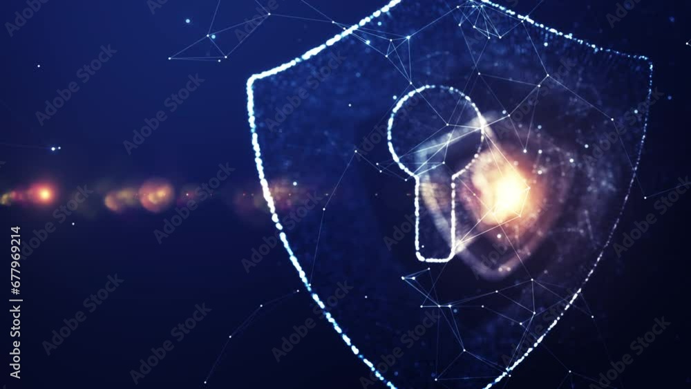 Poster cyber security concept. cyber security of digital data network protection. digital network backgroun