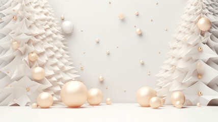 fir tree and Baubles , Abstract christmas lights on background pastel tone